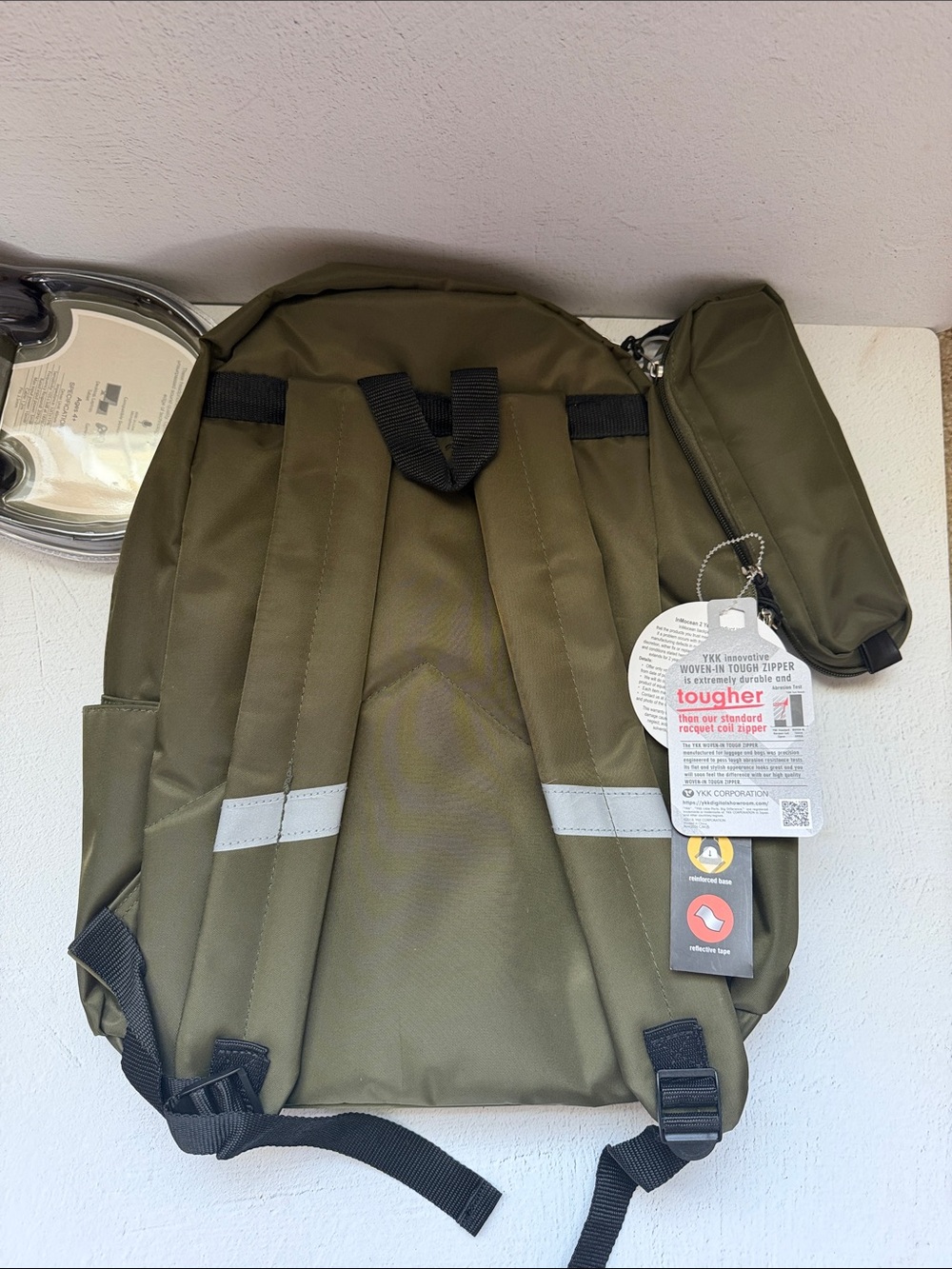 Olive Green Backpack with Fun Patch Accents - Picture 6 of 13